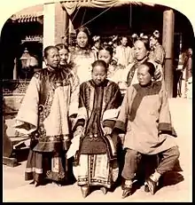 Image 15Wealthy Chinese women with bound feet (Beijing, 1900). Foot binding was a symbol of women's oppression during the reform movements in the 19th and 20th centuries. (from History of feminism)