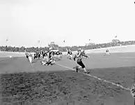 A game between the 4th Canadian Armoured Division Atoms and First Canadian Army Red and Blue Bombers, in Utrecht, Netherlands, October 1945