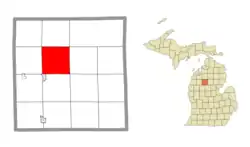 Location within Missaukee County and the state of Michigan