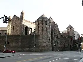 Additions to Allegheny County Jail. H. H. Richardson's Ross Street jail was completed in 1886.  Additions were added by Osterling from 1903 to 1905.