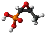 Ball-and-stick model of the fosfomycin molecule