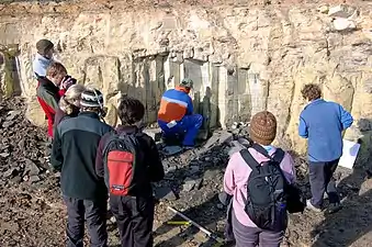 University of Otago students visiting the fossil site in 2006