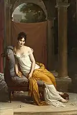 Empire style dress of Madame Récamier, in very different to Baroque and Rococo fashion, painted by François Gérard, 1802