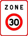 Zone 30 entry in France with 30 km/h speed limit