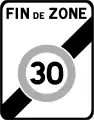 End of 30 km/h zone