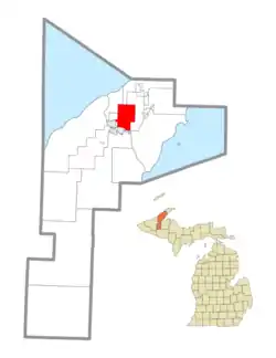 Location within Houghton County