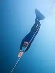 Freediver using monofin in depth competition (location & date not known).