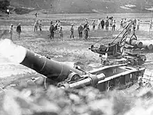 A mle 1914 being fired from a gully known as "La Baraquette" during the Somme Offensive 16 September 1916.