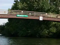 The Friendship Bridge connecting the park with the Boise State University campus.