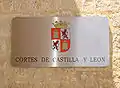 Coat of arms of Castile and Leon in Fuensaldaña castle, old head office of the Cortes of Castile and León