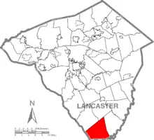 Map of Lancaster County, Pennsylvania highlighting Fulton Township