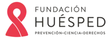 The logo of Fundación Huésped, which includes a red ribbon and the motto "prevención, ciencia, derechos"