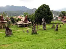 Toraja megaliths memorializing the deceased in Sulawesi, Indonesia