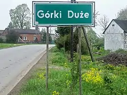 Road sign in Górki Duże