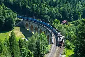 PKP train on the Fleischmann-Viadukt