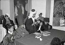 People dressed up for Purim. Gan Shmuel  Kibbutz, 1952