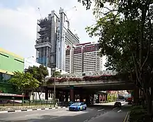 The Garden Bridge spanning over the roads of Eu Rong Sen Street and New Bridge Road