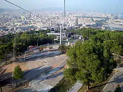 The cable car above the Gardens of Joan Brossa