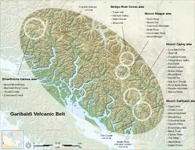 Image 18Map of the Garibaldi Volcanic Belt centers. (from Geology of the Pacific Northwest)