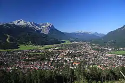 Garmisch-Partenkirchen in September 2009,Alpspitze and Zugspitze in background left