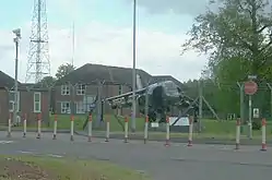 Beacon Barracks' gate guardian is a Hawker Siddeley Harrier.