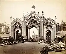 Gateway to Hooseinabad Bazaar, Lucknow, c. 1863