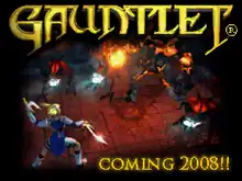 Artist's depiction of a battle, with text showing the game's title and "Coming 2008!!"