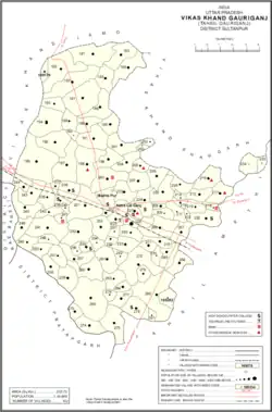 Map showing Pachehri (#253) in Gauriganj CD block