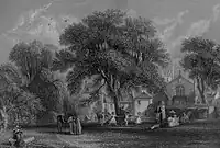 A view of Mauchline and the house of Gavin Hamilton in 1840.