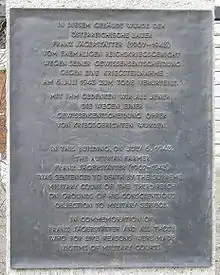 Plaque to Franz Jägerstätter at the former Reichskriegsgericht in Berlin