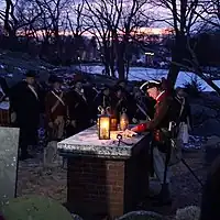 Glover's Tomb at Old Burial Hill, Marblehead during annual commemoration memorial march