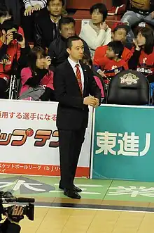 Geoffrey Katsuhisa is the assistant coach of the Kawasaki Brave Thunders in the Japanese B.League.