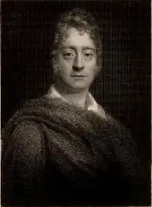 Bust-length stipple-engraved standing portrait of George Watson, against a dark background