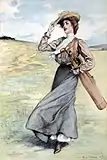 Lady playing golf