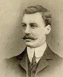 Young Edwardian man with handlebar moustache