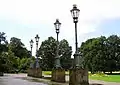 Candelabra in front of the Wilhelm-Busch-Museum in the Georgengarten, Hanover