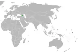 Map indicating locations of Georgia and Hong Kong