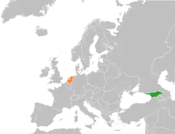 Map indicating locations of Georgia and Netherlands