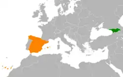 Map indicating locations of Georgia and Spain