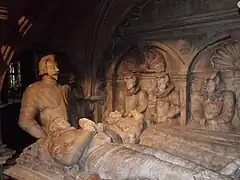 The Gerard Family: Thomas, 1st Baron Gerard (kneeling); Gilbert Gerard, Attorney General 1559–81; Anne Radcliffe. Gerard Memorial, Ashley.