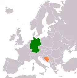 Map indicating locations of Germany and Bosnia and Herzegovina