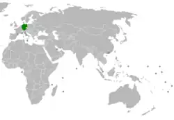 Map indicating locations of Germany and Kuwait