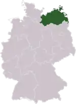 Location of Mecklenburg-Vorpommern in Germany