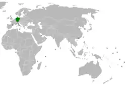 Map indicating locations of Germany and Lebanon