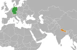 Map indicating locations of Germany and Nepal