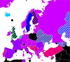 A country map of Europe color-coded for abortion access.