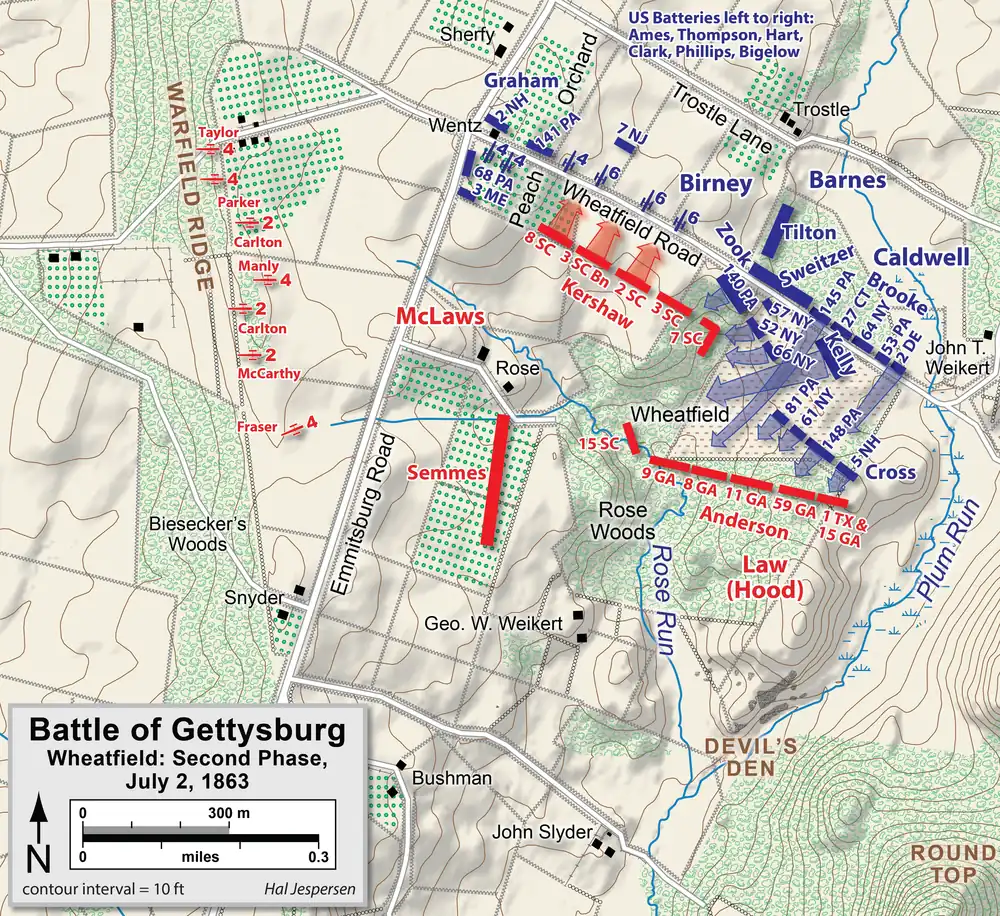 Wheatfield, second phase: Caldwell counterattacks