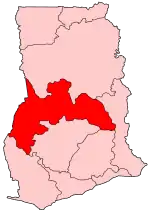 Location of Brong-Ahafo region in Ghana