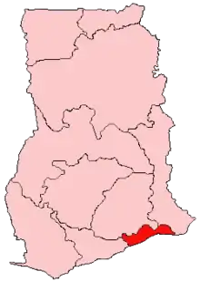 Location of Greater Accra Region in Ghana