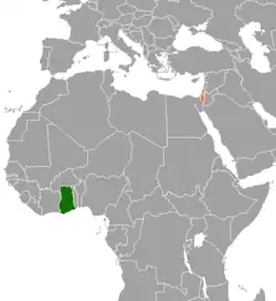 Map indicating locations of Ghana and Israel